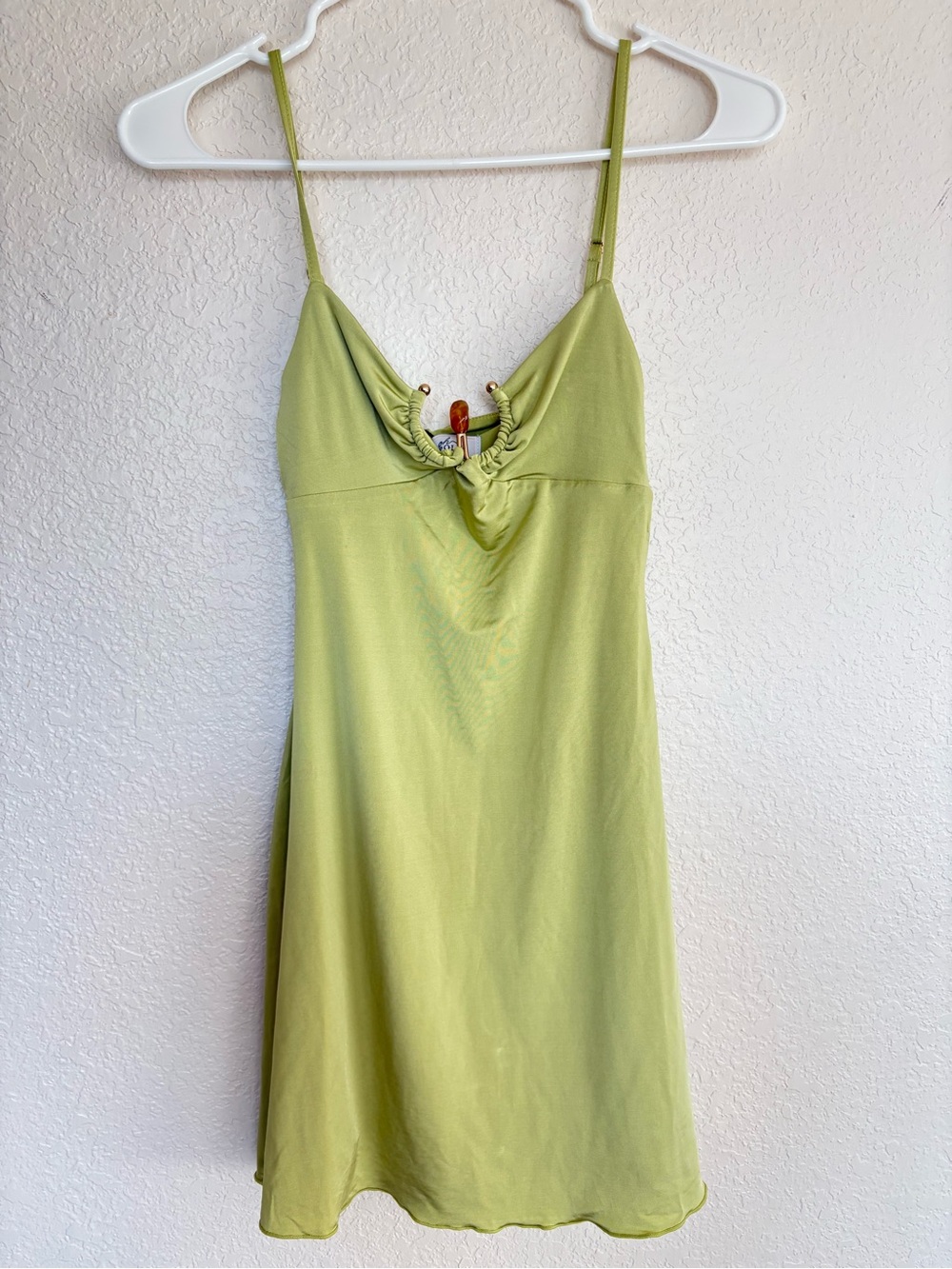 Hello Molly Light Olive Slip Mini Dress with Ring Detail